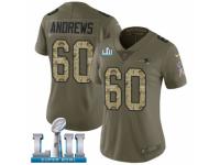 Women Nike New England Patriots #60 David Andrews Limited Olive/Camo 2017 Salute to Service Super Bowl LII NFL Jersey