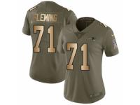 Women Nike New England Patriots #71 Cameron Fleming Limited Olive/Gold 2017 Salute to Service NFL Jersey