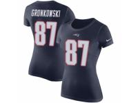 Women Nike New England Patriots #87 Rob Gronkowski Navy Blue Rush Pride Name & Number T-Shirt