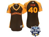 Women's 2016 MLB All-Star National New York Mets Bartolo Colon #40 Brown Run Derby Cool Base Jersey