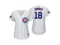 Women's Cubs 2018 Postseason Home White Ben Zobrist Cool Base Jersey