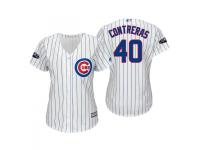 Women's Cubs 2018 Postseason Home White Willson Contreras Cool Base Jersey