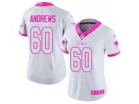 Women's Limited David Andrews #60 Nike White Pink Jersey - NFL New England Patriots Rush Fashion