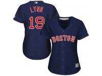Women's Majestic Boston Red Sox #19 Fred Lynn Authentic Navy Blue Alternate Road MLB Jersey