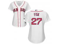Women's Majestic Boston Red Sox #27 Carlton Fisk Authentic White Home MLB Jersey