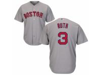 Women's Majestic Boston Red Sox #3 Babe Ruth Grey Road MLB Jersey