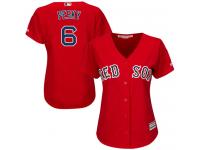 Women's Majestic Boston Red Sox #6 Johnny Pesky Authentic Red Alternate Home MLB Jersey