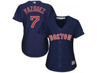 Women's Majestic Boston Red Sox #7 Christian Vazquez Authentic Navy Blue Alternate Road MLB Jersey