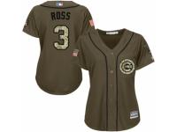 Women's Majestic Chicago Cubs #3 David Ross Green Salute to Service MLB Jersey