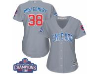 Women's Majestic Chicago Cubs #38 Mike Montgomery Grey Road 2016 World Series Champions Cool Base MLB Jersey