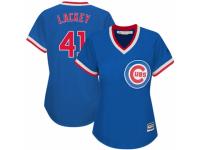 Women's Majestic Chicago Cubs #41 John Lackey Royal Blue Cooperstown MLB Jersey