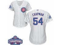 Women's Majestic Chicago Cubs #54 Aroldis Chapman White Home 2016 World Series Champions Cool Base MLB Jersey