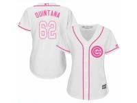 Women's Majestic Chicago Cubs #62 Jose Quintana White Fashion MLB Jersey