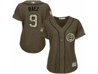Women's Majestic Chicago Cubs #9 Javier Baez Green Salute to Service MLB Jersey