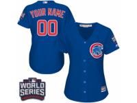 Women's Majestic Chicago Cubs Customized Authentic Royal Blue Alternate 2016 World Series Bound Cool Base MLB Jersey