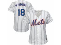 Women's Majestic New York Mets #18 Travis d'Arnaud White Home Cool Base MLB Jersey