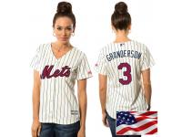 Women's New York Mets Curtis Granderson #3 White 2016 Independence Day Stars & Stripes Cool Base Jersey