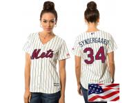 Women's New York Mets Noah Syndergaard #34 White 2016 Independence Day Stars & Stripes Cool Base Jersey
