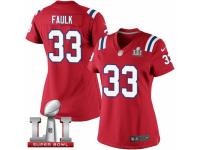 Women's Nike New England Patriots #33 Kevin Faulk Elite Red Alternate Super Bowl LI 51 NFL Jersey