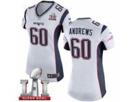 Women's Nike New England Patriots #60 David Andrews Elite White Super Bowl LI 51 NFL Jersey