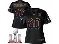 Women's Nike New England Patriots #60 David Andrews Game Black Fashion Super Bowl LI 51 NFL Jersey