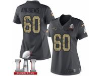 Women's Nike New England Patriots #60 David Andrews Limited Black 2016 Salute to Service Super Bowl LI 51 NFL Jersey