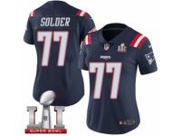 Women's Nike New England Patriots #77 Nate Solder Limited Navy Blue Rush Super Bowl LI 51 NFL Jersey