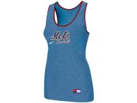 Women's Nike New York Mets Tri-Blend Racerback Stretch Tank Top Light Blue
