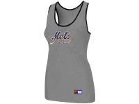 Women's Nike New York Mets Tri-Blend Racerback Stretch Tank Top Light Gray