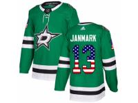 Youth Adidas Dallas Stars #13 Mattias Janmark Green USA Flag Fashion NHL Jersey
