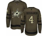 Youth Adidas Dallas Stars #4 Miro Heiskanen Green Salute to Service NHL Jersey
