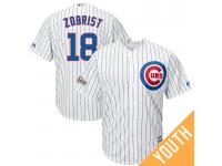 Youth Ben Zobrist #18 Chicago Cubs 2017 Postseason White Cool Base Jersey