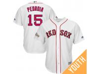 Youth Dustin Pedroia #15 Boston Red Sox 2017 Postseason White Cool Base Jersey