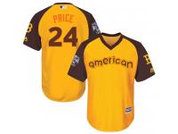 Youth Majestic Boston Red Sox #24 David Price Authentic Yellow 2016 All-Star American League BP Cool Base MLB Jersey