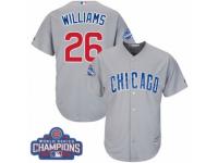 Youth Majestic Chicago Cubs #26 Billy Williams Authentic Grey Road 2016 World Series Champions Cool Base MLB Jersey