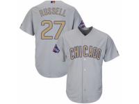 Youth Majestic Chicago Cubs #27 Addison Russell Authentic Gray 2017 Gold Champion Cool Base MLB Jersey