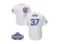 Youth Majestic Chicago Cubs #37 Travis Wood Authentic White Home 2016 World Series Champions Cool Base MLB Jersey