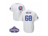 Youth Majestic Chicago Cubs #68 Jorge Soler Authentic White Home 2016 World Series Champions Cool Base MLB Jersey