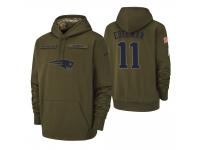 Youth New England Patriots #11 Julian Edelman Olive 2018 Salute to Service Pullover Hoodie