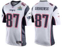 Youth NEW ENGLAND PATRIOTS #87 ROB GRONKOWSKI WHITE SUPER BOWL LII BOUND GAME JERSEY