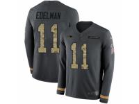Youth Nike New England Patriots #11 Julian Edelman Limited Black Salute to Service Therma Long Sleeve NFL Jersey