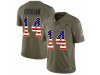 Youth Nike New England Patriots #14 Steve Grogan Limited Olive/USA Flag 2017 Salute to Service NFL Jersey