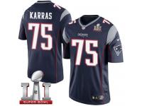 Youth Nike New England Patriots #75 Ted Karras Elite Navy Blue Team Color Super Bowl LI 51 NFL Jersey