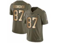 Youth Nike New England Patriots #87 Rob Gronkowski Limited Olive/Gold 2017 Salute to Service NFL Jersey