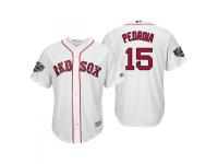 Youth Red Sox 2018 World Series Majestic White Dustin Pedroia Cool Base Jersey