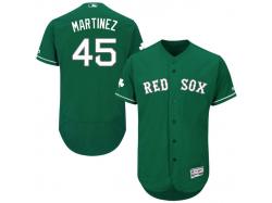 Green Celtic Pedro Martinez Men #45 Majestic MLB Boston Red Sox Flexbase Collection Jersey