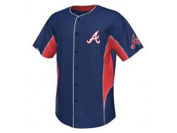 Majestic Atlanta Braves Team Leader Button-Up Jersey - Navy Blue