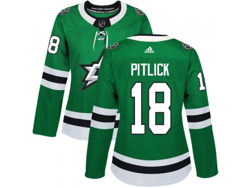 #18 Authentic Tyler Pitlick Green Adidas NHL Home Women's Jersey Dallas Stars