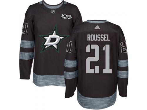 #21 Authentic Antoine Roussel Black Adidas NHL Men's Jersey Dallas Stars 1917-2017 100th Anniversary
