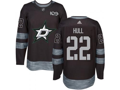 #22 Authentic Brett Hull Black Adidas NHL Men's Jersey Dallas Stars 1917-2017 100th Anniversary